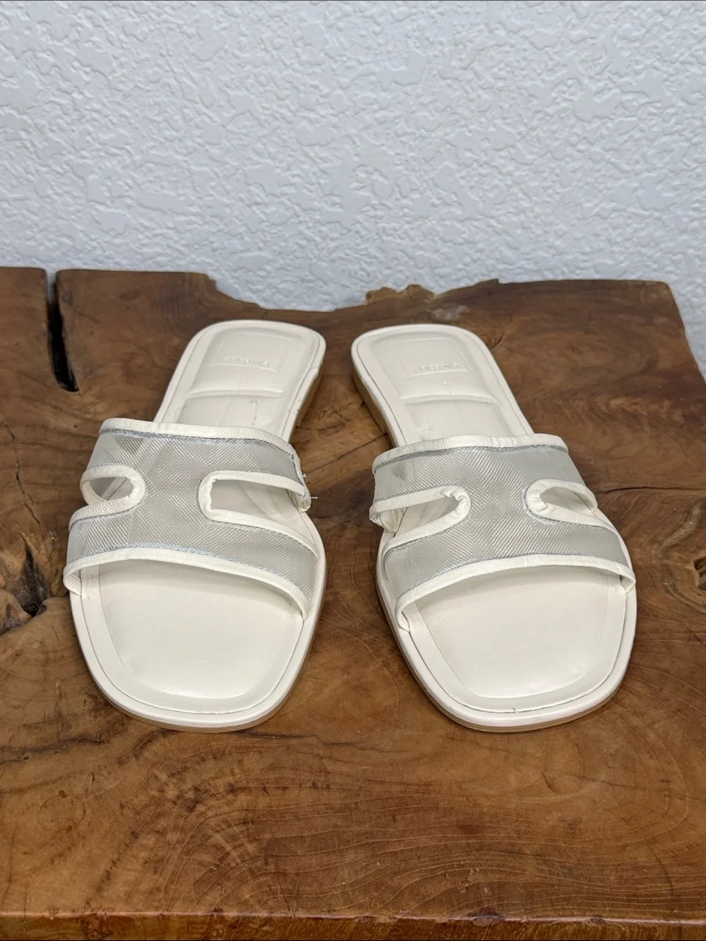 DOLCE VITA FLORI MESH OFF WHITE SLIDE SANDALS NWOT MINIMALIST RESORT CHIC SIZE 8